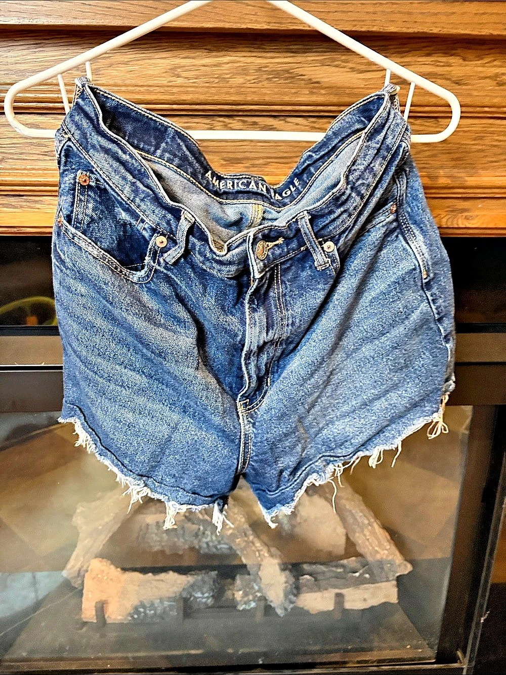 American Eagle Jean Shorts Frayed Hem in Blue Size 12